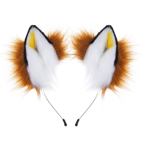 Fox Cat Fur Ears Hair Headwear Wolf Animal Halloween Cosplay Costume Faux Cat Fox Long Fur Ears Anime Costume Headband Brown