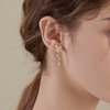 Sttiafay Vintage Pearl Flower Earrings Crystal Leaf Drop Earrings Gold Pearl Stud Earrings White Enamel Flower Earrings Jewelry for Women