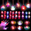 KIMOBER 42PCS Christmas Party Favors for Kids,Glow Rings Necklaces Bracelets,Light Up Xmas Toys Glow in the Dark Party Supplies for Christmas Candy Bag Fillers Party Decorations