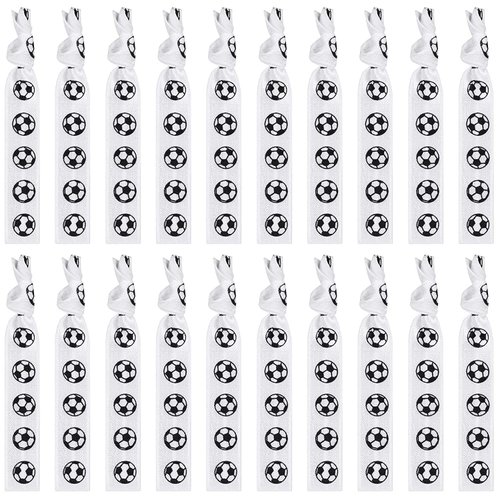20 Pieces Soccer Hair Ties Elastic Ribbon No Crease Ponytail Holders Football Elastic Hair Ties Soccer Hair Accessories for Girls Women Soccer Party Team Members
