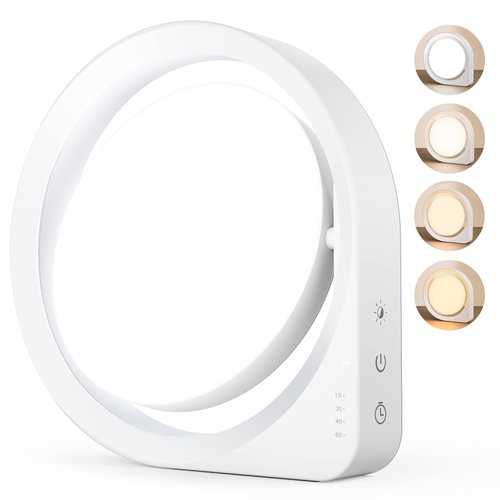 MediAcous Light Therapy Lamp, UV-Free 11000Lux Therapy Light, Happy Lamp with 4 Brightness Levels & Color Temperature & Timer, Daylight Lamp with Memory Function for Home/Office/Decoration