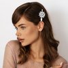 Xinjoduz 2 PCS Crystal Rhinestone Hair Clips, Sparkle Flower Design Alligator Hair Barrettes Non-Slip Floral Duckbill Hairpins Bling Fancy Hair Clips for Women Girls Hair Jewelry Accessories(Silver)