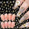 240pcs Gold Silver Star Nail Charms 3D Star Charms for Nails Design Metal Stars Nail Art Charms Alloy Nail Studs Star Nail Charm Nail Jewels for Nail Art Supplies Starlight Nail Decor Nail Accessories