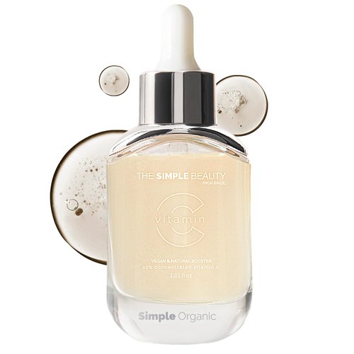 SIMPLE ORGANIC - Vitamin C Serum - Luminous Skin, Boosts Collagen Production, Reduces Pores and Expression Lines, Protects Against UV Rays, Skincare Routine, Day & Night Serum