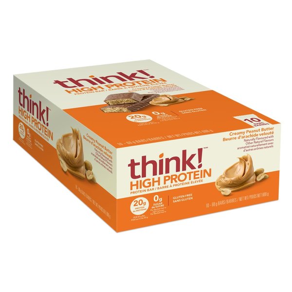 think, Keto Protein Bars, Healthy Low Carb, Low Sugar, Gluten Free Snack with No Artificial Sweeteners, 4G Net Carbs & 10G of Whey Protein - Chocolate Peanut Butter Pie (10 Count)