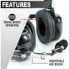 Rugged Behind The Head Headset for Racing Radios Features Noise Reduction Volume Control Knob 3.5mm Input Jack and 5-Pin Input Jack to Connect to a Two Way Handheld Radio Jumper Cable