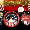 Recheel Movie Night Party Supplies Decorations, Movie Theme Birthday Paper Plates and Napkins Set with Cups and Straws for 24 Guests, 120 Pcs Disposable Party Snack Dinnerwares