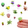 25 Pieces Dollhouse Potted Plants Miniature Artificial Plant Tiny Bonsai Model Mini Flowerpot Fake Succulent Doll House Mini Plant Model Figure for 1:12 Dollhouse Decor Mini Garden (Cute Style)
