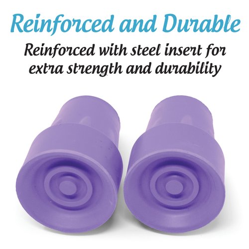 Steel-Reinforced 7/8" Crutch Tips - 1 Pair (Purple)