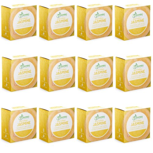 Solid Shampoo Bar And Conditioner Effect Hair Soap – 12 Pack Natural Shampoo Bars For Hair With Plant Based Essential Oils And Eco Friendly Zero Waste Biodegradable Packaging (Jasmine Pack Of 12)