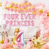 Four Ever a Princess Birthday Decorations Pink Gold Princess Castles Balloon Garland Crown Number 4 Foil Balloons Banner for 4 Years Old Birthday Party Decor Supplies