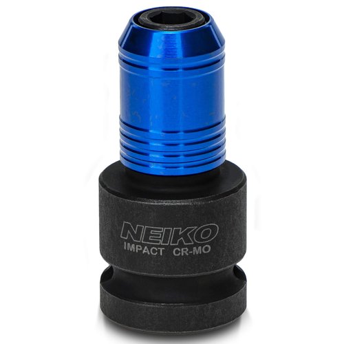 Neiko 30275A Impact Wrench Adapter for Ratchet-Wrench Drivers, 1/2-Inch-Drive Female to 1/4-Inch Hex Converter, Quick-Change Chuck, CrMo Steel