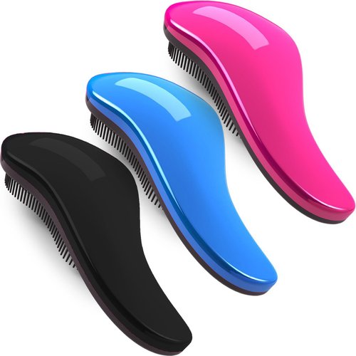 79STYLE 3Pcs Detangler Brush Tangle Free Hair Brush Kids Detangling Brushes No Tangle Knots Free Naturals Glide Thru No Pain Detangling Brush Hair Comb For Women Curly Hair (3 Colored 7.4 Inch -Pink)