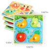 GRINNNIE Wooden Toddler Puzzles, 1 2 3 Years Old Learning Montessori Peg Puzzle Toy Set for Toddlers, 4 Pcs Educational Portable Size Travel Knob Puzzle Toys, Gift for 1-3 Boy Girl Birthday Christmas