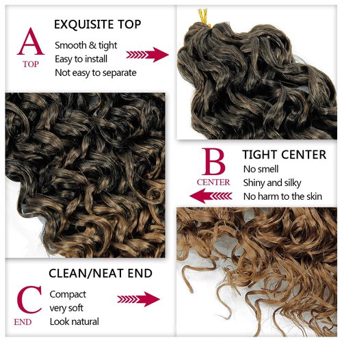 GoGo Curl Crochet hair 18inch Water Wave Crochet hair Ombre Blonde Synthetic Bohemian Crochet Braids Deep Wave Braiding hair Extensions (5Packs,1B/27)