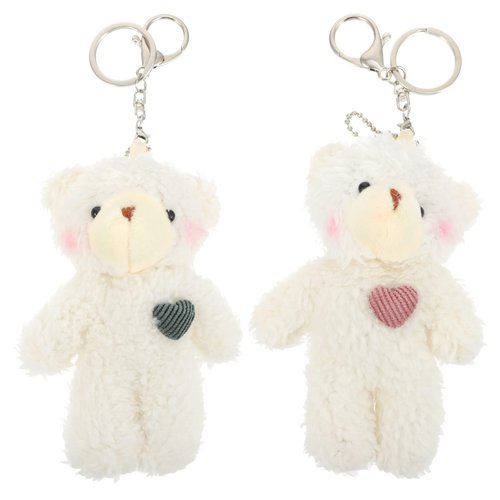 2pcs Plush Bear Keychain Teddy Bear Keychain Aniaml Key Ring Hanging Ornament Plush Stuffed Animal Car Key Holder for Girls Women