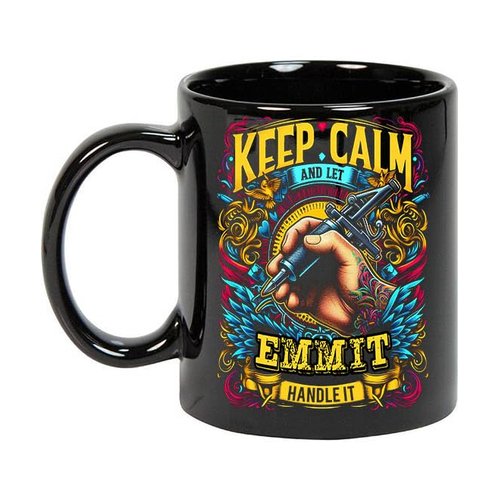 Maynard Ruiz Keep Calm and Let Emmit Handle It 11oz Black Mug Personalized Tattoo Artist Coffee Cup, Tattoo Artist Present, Tattoo Artist Gift Ideas, Tattoo Artist Birthday Gifts 539602