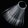 100pcs GOGOONLY Nail Display Sticks Transparent Stiletto Tips Nail Art Display Chart Fan Board Acrylic False Tips Practice Tool Nail Polish Sample Color Showcase With Ring (100 pcs - Clear)