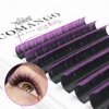 Purple Ombre Colored Lash Extension 0.07 C Curl 8-14mm Mix Tray, CoMango Black Gradient Purple Easy Fan Volume Eyelash Extensions, Lashes Soft Matte Salon Use, Self Fanning Volume Lashes！
