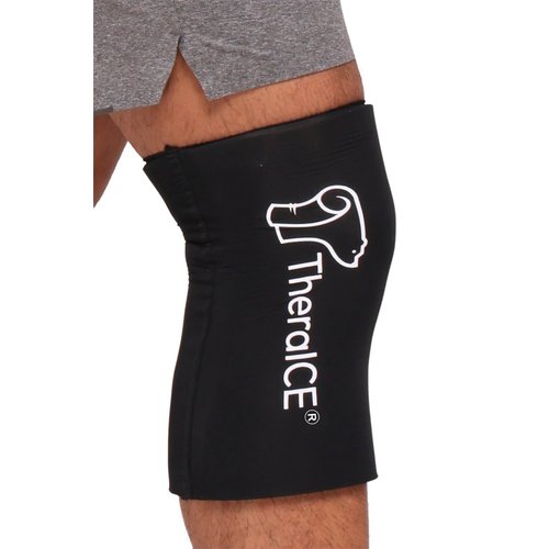 TheraICE Knee Ice Pack Wrap Compression Sleeve for Injuries, Reusable Gel Cold Packs Brace Also for Elbow, Ankle & Calf - Flexible Cold Wrap Recovery for Meniscus, ACL, MCL Pain Relief (L)