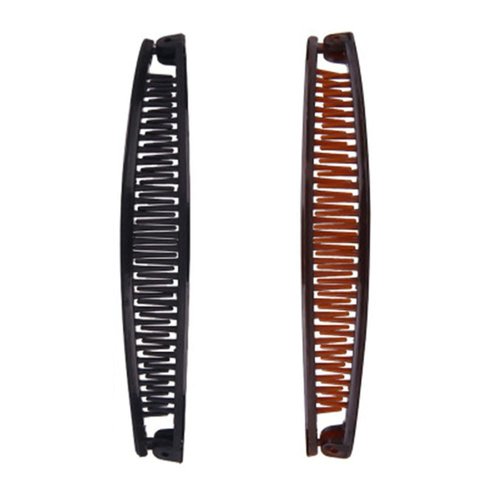 Black and Brown Vintage Clincher Hair Clips and Combs Set - Thick Curly Long Hair Accessories with Fish Grip Slide Claws for Women
