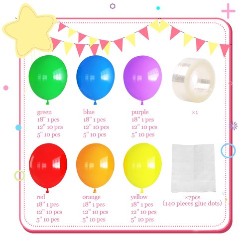 Rainbow Balloon Arch Kit 130pcs Colorful Party Balloons Garland 18 12 5 Inch balloons assorted colors Ideal for Baby Shower,First Birthday Party balloon Decorations, Children's Day…