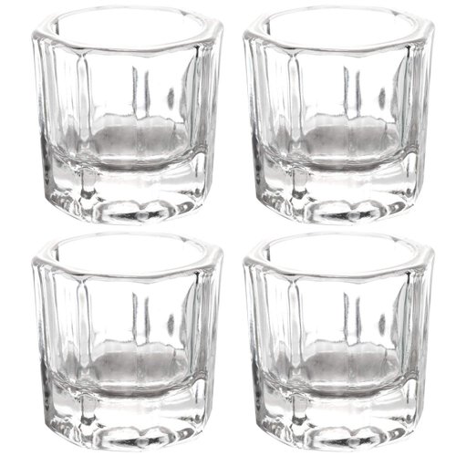 4 Pieces Acrylic Dappen Dish Nail Dapping Dish Nail Powder and Liquid Holder Glass Bowl Crystal Cup Nail Supplies