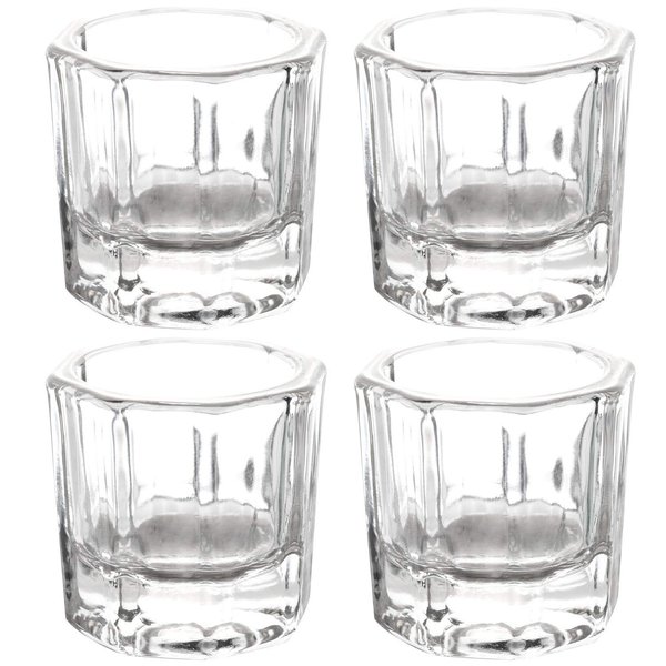 4 Pieces Acrylic Dappen Dish Nail Dapping Dish Nail Powder and Liquid Holder Glass Bowl Crystal Cup Nail Supplies