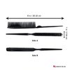 Allegro Combs Rat Tail And Three Row Combs For Women Parting Hairstylist Wide Tooth Comb Detangling Hair Styling Apply Product In Curly Hair Made In The USA 2 Pcs. (Black)