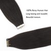 ABH AMAZINGBEAUTY HAIR Tape in Yaki Hair Extensions Human Hair Black Women Semi-permanent Tape Attached, Invisible 100% Remy Yaki Human Hair Natural Black 50 Gram 20pcs, 18 Inch