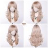 testar Shoulder Length Blonde Curly Wigs for White Women Platinum Wigs With Curtain Bangs Synthetic Heat Resistant Wavy Wigs for Women Daily Party Use