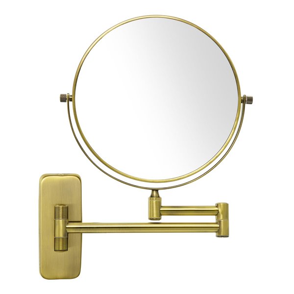 GURUN 8-Inch Double-Sided Wall Mount Makeup Mirrors with 10x Magnification Bathroom Mirror for Hotel Antique Satin Brass Finished M1406K(8in,10X)