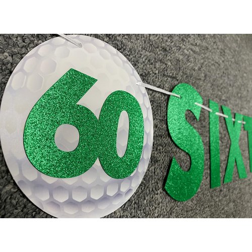 60th Birthday Decorations Women Men Pre-Strung Glitter Golf Birthday Party Decor Sign Funny Banne...