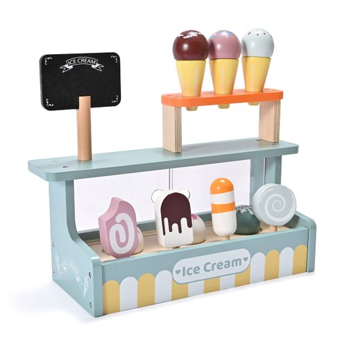 MONT PLEASANT Wooden Ice Cream Toy Set, Toddler Pretend Play Kitchen Accessories Kids Wooden Toys for Kids, Perfect for Christmas Birthday Gift