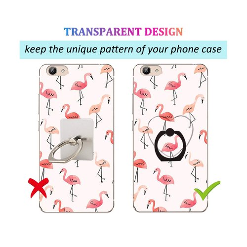 lenoup Transparent Heart Cell Phone Ring Holder Kickstand,360 Rotation Clear Heart Cell Phone Finger Ring Grip Stand for Phones,Pad