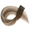 FUBILI Clip in Real Hair Extensions Brown Balayage Clip on Hair Extensons 22 Inch Long Natural Hair Extensions Double Weft30g