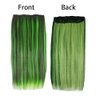 3/4 Full Head Clip In Hair Extensions Mixed Black And Fluorescent Green Color, 24" Long Straight One Piece Highlight Green Clip in Synthetic Hair Extensions For Fashion Girls And Women