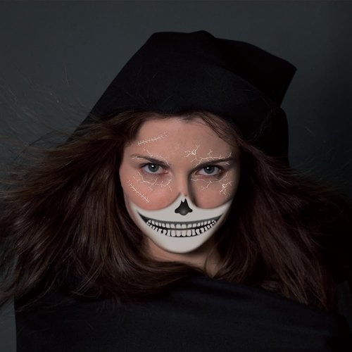 Oottati 6 pcs Scary Face Make Up Halloween Realistic Temporary Tattoo Stickers Horror Prank Props Decals Cosplay Party Zombie Sewing Scar Blood Wound For Men Women