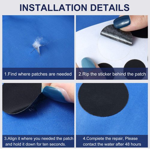 SATINIOR 8 Sheets Down Jacket Repair Patch Self-Adhesive Fabric Patches Washable Repairing Patch Kit for Clothing Bags, 4 x 8 Inch (Black)