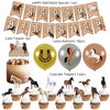Horse Birthday Party Decorations Western Cowgirl Cowboy Party Supplies Kit with Horse Theme Happy Birthday Banner Balloon Cake Topper Cupcake Topper