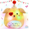 BSTAOFY Light up Music Happy Birthday Puppy Dog Soft Plush Pillow Birthday Stuffed Animal Dog Birthday Gift for Toddler Kids Girls, 14''