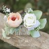 Fangsen Silver Wedding White Rose Hair Comb Ivory Flower Hair Accessory for bridals and bridesmaids