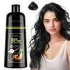 JUANCHI Organic Natural Hair Dye Shampoo 3 in 1 for Gray Hair, 16.9 Fl Oz (500 ml), Black -for Women Men, Easy to Use, Long-Lasting, Paraben Free