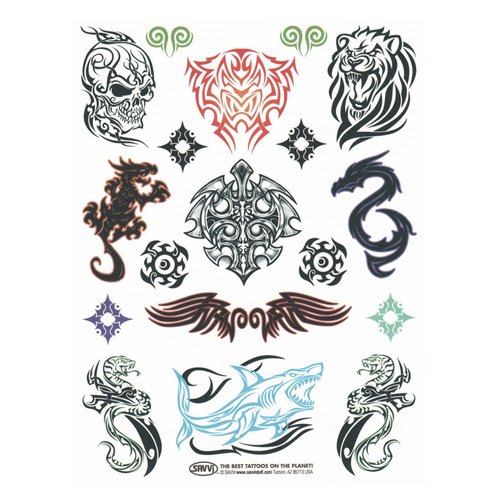 Twisted Tribal 12, Over 50 Temporary Tattoos