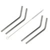 Short Stainless Steel Straws, 6 Inch Bent Thin Metal Straws with Cleaning Brush & Bag, Reusable Drinking Short Metal Straw for Cocktail, Small Cups, Half Pint Mason Jars, Portable Metal Cocktail Straw