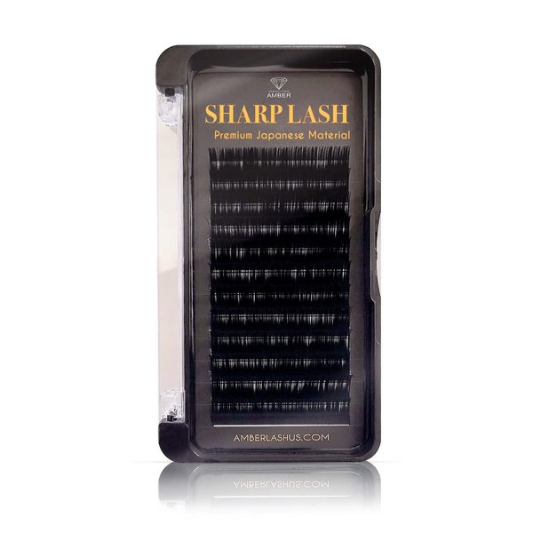 Sharp Lash Mink by Amber Lash, 12 Rows of Eyelash Extension Tray with Various Curls, Length, and 0.07 mm Thickness, for Professional, Classic and Volume Lashes (D Curl, 15mm)
