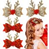 Christmas Hair Bows Reindeer Antlers Hair Clips Holiday Hair Bows for Girls Cute Christmas Hair Accessories for Women