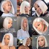 FINMOO Platinum Blonde Bob Wigs Human Hair Pre Plucked #60 Straight Bob Human Hair Wig 13x4 HD Transparent Lace Frontal Wig Glueless Blonde Lace Front Wigs for Women 10 Inch 180 Density