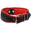 Dogs My Love Real Leather Soft Leather Padded Dog Collar Reflective (13.75"-16.25" Neck; 1.75" Wide, Black/Red)