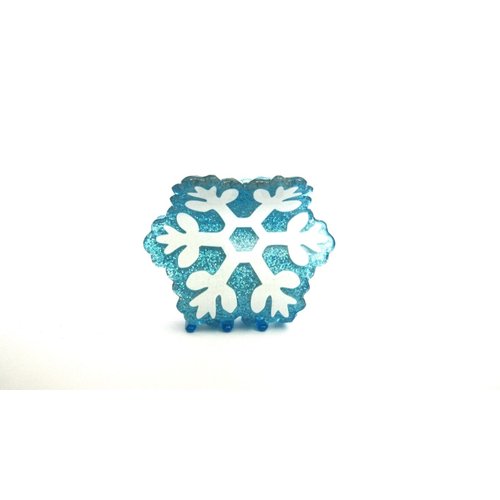 Generic Medium/small blue and white glitter snowflake hair claw clip